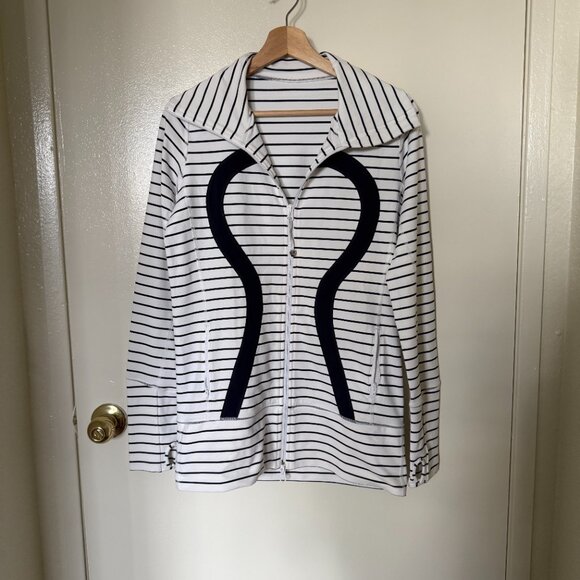 Lululemon In Stride Jacket In Quiet Stripe White US 8 - Picture 2 of 9